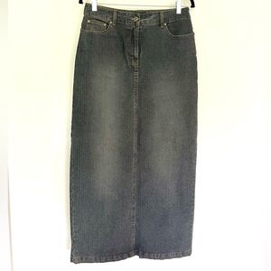 Contrast Jeans EUC Vintage Y2K Dark Blue Denim Stretchy Maxi Skirt Size: 7